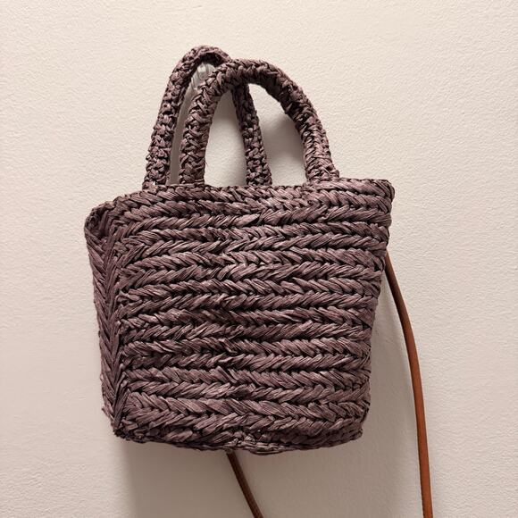 J.Crew Small Malta Handwoven Straw Crossbody Tote Bag — Brown - Picture 3 of 8